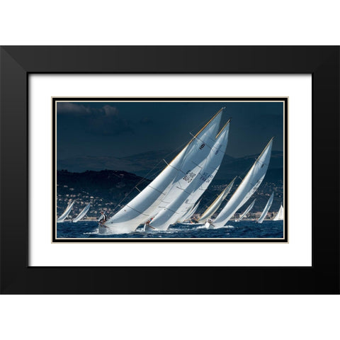 Full Speed Race Black Modern Wood Framed Art Print with Double Matting by Pelissier, Marc