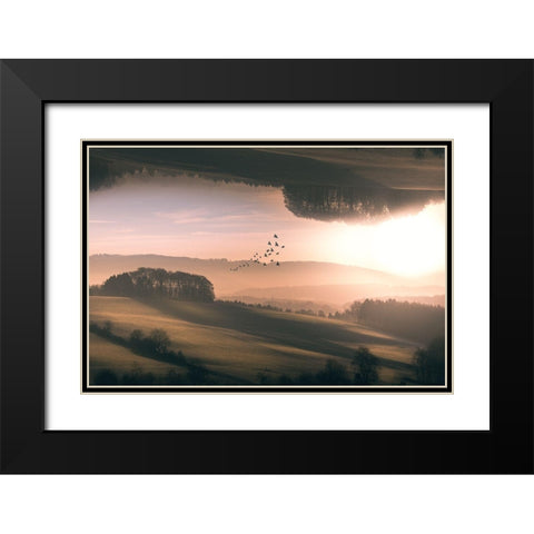 Interplanar Black Modern Wood Framed Art Print with Double Matting by Hennen, Marcus