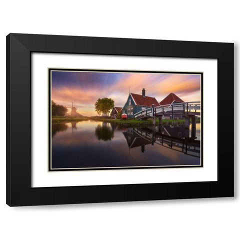 Zaanse Schans Black Modern Wood Framed Art Print with Double Matting by F. Turienzo, Carlos