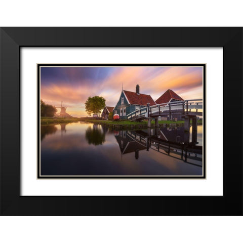 Zaanse Schans Black Modern Wood Framed Art Print with Double Matting by F. Turienzo, Carlos
