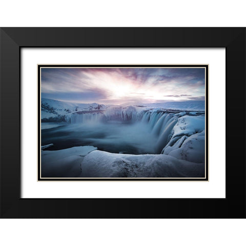 Morning Godafoss Black Modern Wood Framed Art Print with Double Matting by Bradnam, Colin