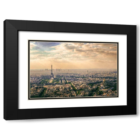 Paris-France Black Modern Wood Framed Art Print with Double Matting by Kazzaz, Mohamed