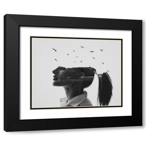 Zephyr Black Modern Wood Framed Art Print with Double Matting by Demir, Erkin
