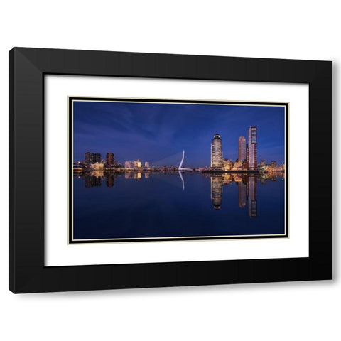 Fantasy Rotterdam Black Modern Wood Framed Art Print with Double Matting by Pablo De, Juan