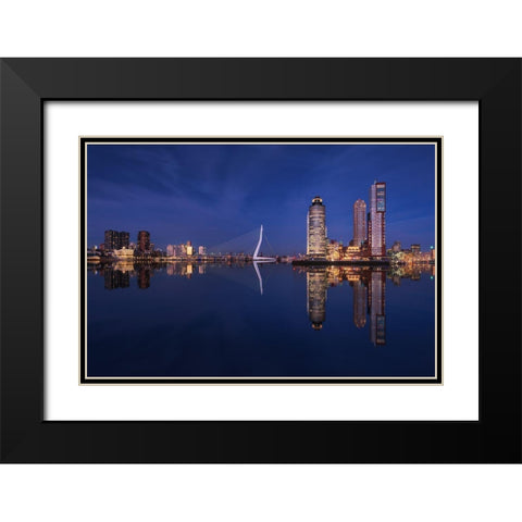 Fantasy Rotterdam Black Modern Wood Framed Art Print with Double Matting by Pablo De, Juan