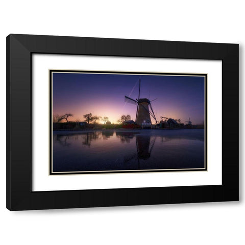 Kinderdijk 1 Black Modern Wood Framed Art Print with Double Matting by Pablo De, Juan