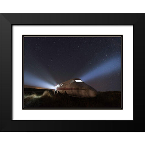 Plane Wreck Black Modern Wood Framed Art Print with Double Matting by Lindsten, Christian