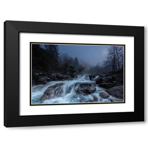 Waterland Black Modern Wood Framed Art Print with Double Matting by Bruzzone, Alfredo