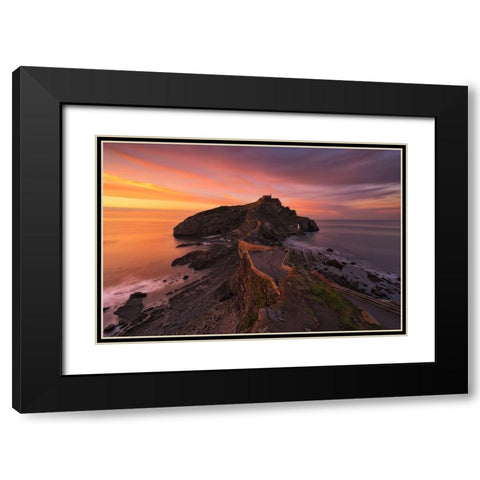 Gaztelugatxe Black Modern Wood Framed Art Print with Double Matting by Carrillo Lopez, Antonio