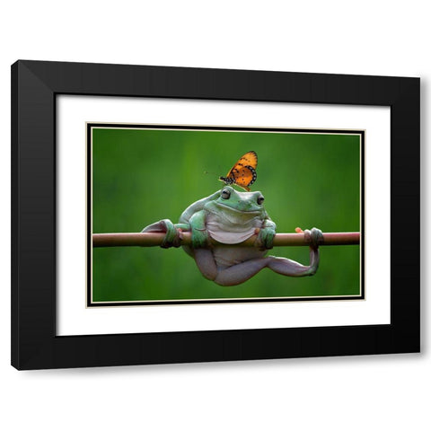 My Best Friend Black Modern Wood Framed Art Print with Double Matting by Pamungkas, Edy