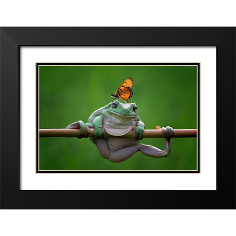 My Best Friend Black Modern Wood Framed Art Print with Double Matting by Pamungkas, Edy