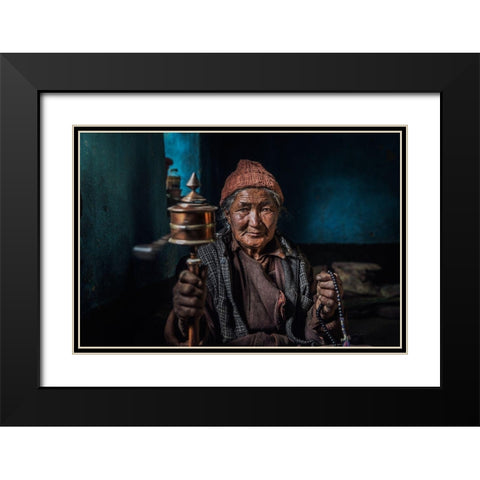 Live Peacefully Black Modern Wood Framed Art Print with Double Matting by Aldarwish, Fathi