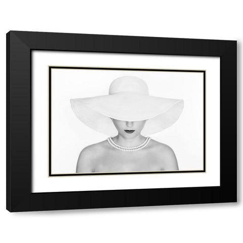 Pure White Black Modern Wood Framed Art Print with Double Matting by Pentony Ma, Pauline