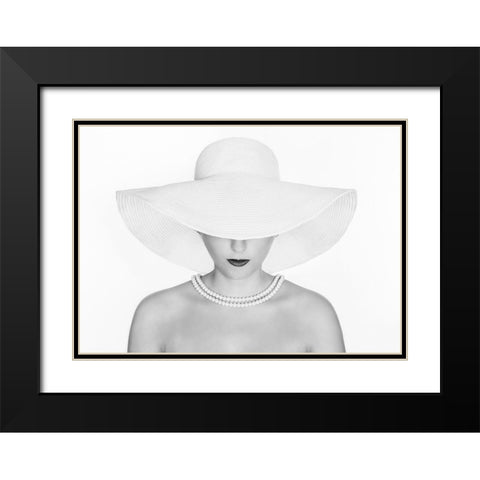 Pure White Black Modern Wood Framed Art Print with Double Matting by Pentony Ma, Pauline