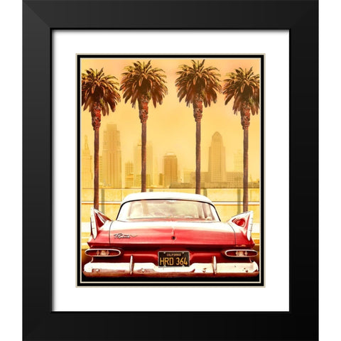 Plymouth Savoy With Palms Black Modern Wood Framed Art Print with Double Matting by Butterworth, Larry