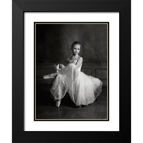 The Little Ballet Dancer Black Modern Wood Framed Art Print with Double Matting by Ivanova, Victoria