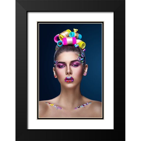 Yana Black Modern Wood Framed Art Print with Double Matting by Leshchenko, Dmitry