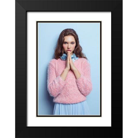 Olya Black Modern Wood Framed Art Print with Double Matting by Leshchenko, Dmitry