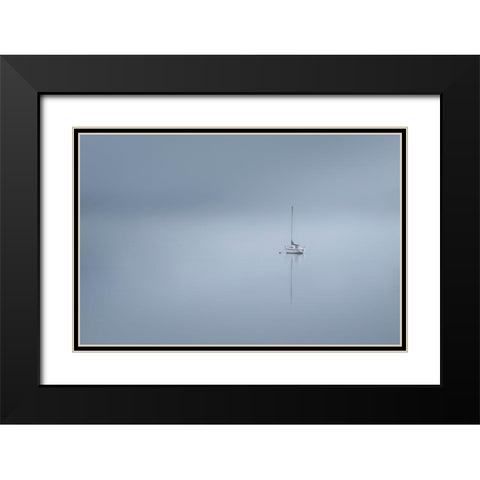 The Lonesome Boatman Black Modern Wood Framed Art Print with Double Matting by Ahern, David