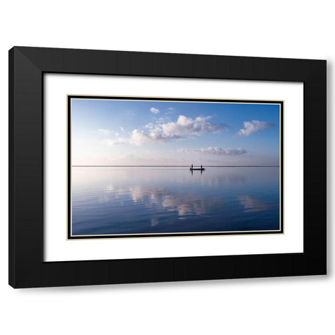 Ripples Black Modern Wood Framed Art Print with Double Matting by Macua, Gerald