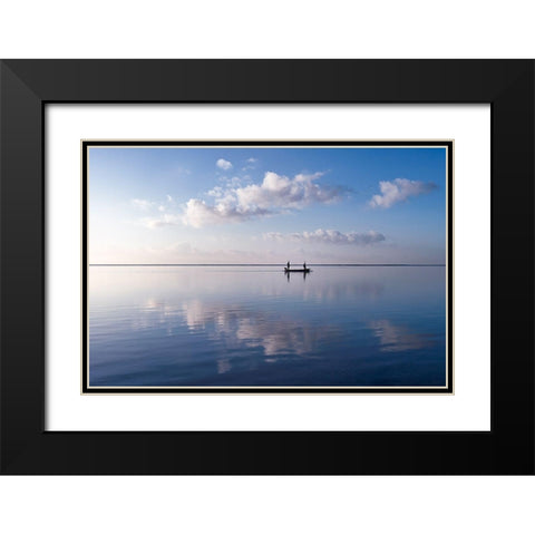 Ripples Black Modern Wood Framed Art Print with Double Matting by Macua, Gerald