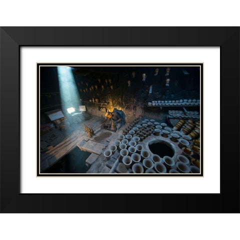 Attic Studio Black Modern Wood Framed Art Print with Double Matting by Mei, C.