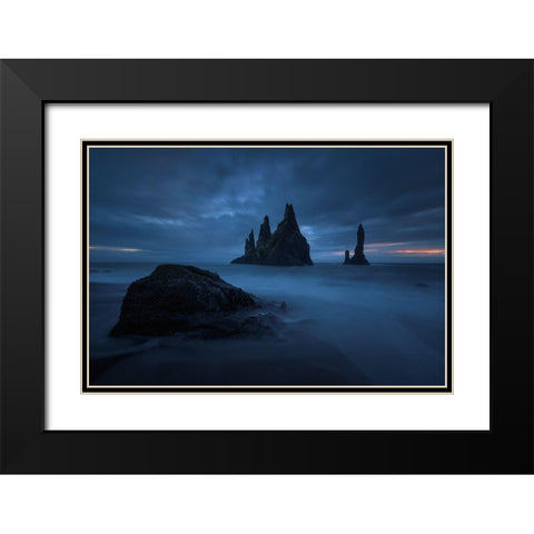 Reynisdrangar 2 Black Modern Wood Framed Art Print with Double Matting by Pablo De, Juan