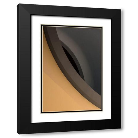 Curved Lines Black Modern Wood Framed Art Print with Double Matting by Pfeiffer, Peter