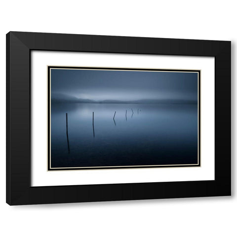 Calm Black Modern Wood Framed Art Print with Double Matting by Ahern, David