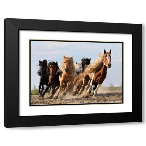 Lucky Six Black Modern Wood Framed Art Print with Double Matting by Wong, Adam