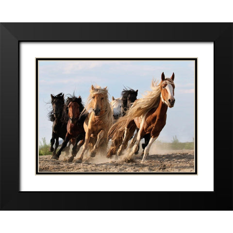 Lucky Six Black Modern Wood Framed Art Print with Double Matting by Wong, Adam