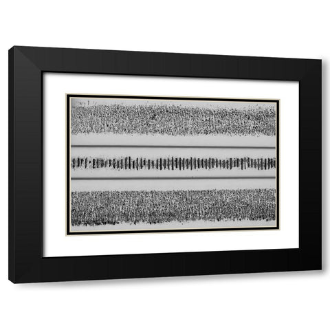Railroad Black Modern Wood Framed Art Print with Double Matting by Wang, Jian