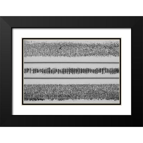 Railroad Black Modern Wood Framed Art Print with Double Matting by Wang, Jian