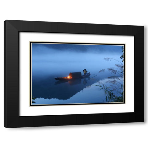 Dong Jiang Lake Black Modern Wood Framed Art Print with Double Matting by Wong, Adam