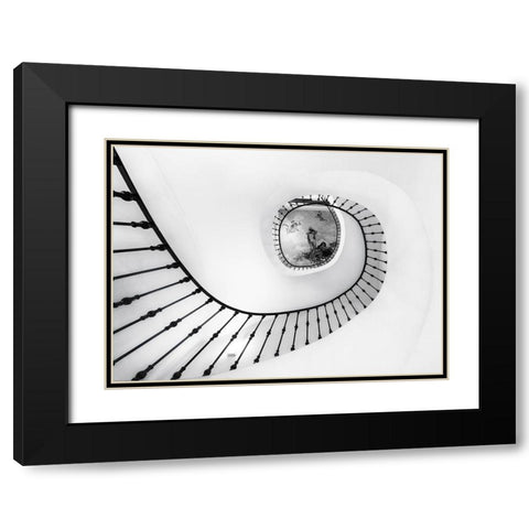 La Escalera Black Modern Wood Framed Art Print with Double Matting by Antonio Trivino, Jose