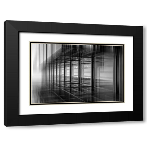 Lines And Patterns Black Modern Wood Framed Art Print with Double Matting by Wogeck, Marianne