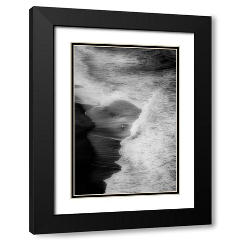 Trying To Surf Black Modern Wood Framed Art Print with Double Matting by Azevedo, Olavo