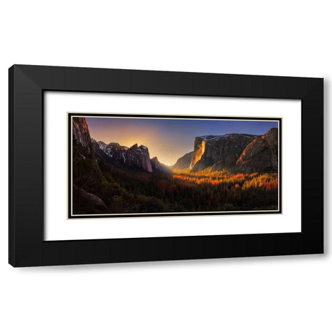 Yosemite Firefall Black Modern Wood Framed Art Print with Double Matting by Zhang, Yan