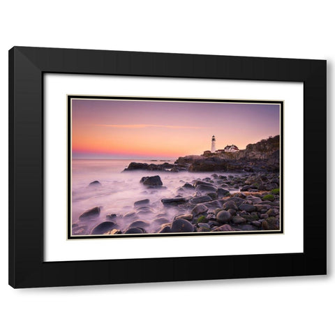 Portland Headlight Black Modern Wood Framed Art Print with Double Matting by Zheng, Michael