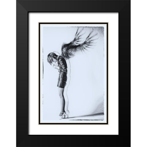 Fallen Angel Black Modern Wood Framed Art Print with Double Matting by Kiyota, Daisuke