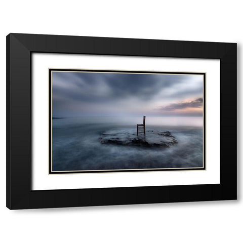 Of Tide-Dusk And Expectations Black Modern Wood Framed Art Print with Double Matting by Kaimaki, Maria
