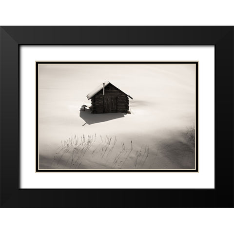 Hut With Chimney Black Modern Wood Framed Art Print with Double Matting by Miribung, Vito