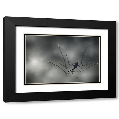 Apaches Fireworks Black Modern Wood Framed Art Print with Double Matting by Orion