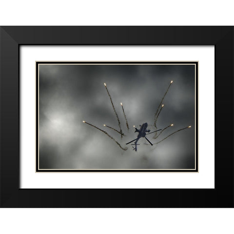 Apaches Fireworks Black Modern Wood Framed Art Print with Double Matting by Orion