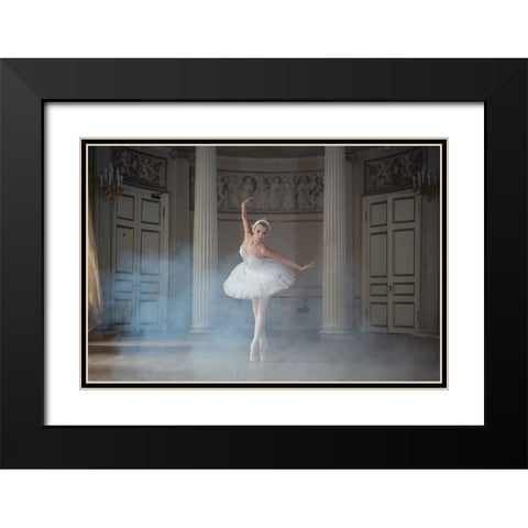 Ballerina Black Modern Wood Framed Art Print with Double Matting by Greenboim, Michal