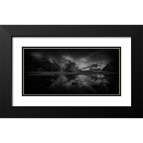 Milford Sound Black Modern Wood Framed Art Print with Double Matting by Graeme