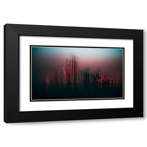 Abu Dhabi Skyline Black Modern Wood Framed Art Print with Double Matting by Chiriaco, Carmine