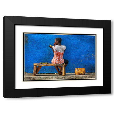 Eating Sugar Cane Black Modern Wood Framed Art Print with Double Matting by Pandolfini, Sergio