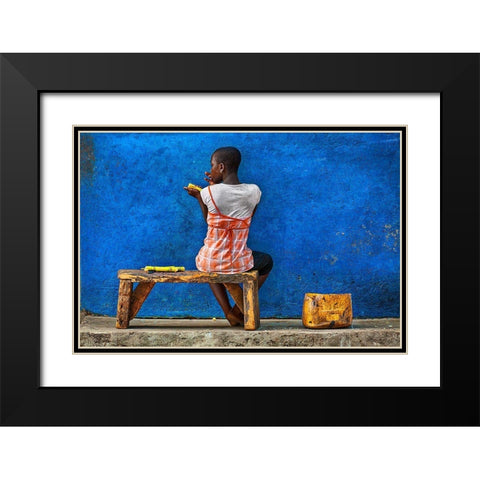 Eating Sugar Cane Black Modern Wood Framed Art Print with Double Matting by Pandolfini, Sergio