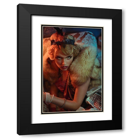 Reflection. Winter Black Modern Wood Framed Art Print with Double Matting by July, Ravena